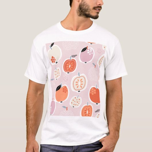 Appelvruchten, abstract, zomermotief t-shirt (Voorkant)
