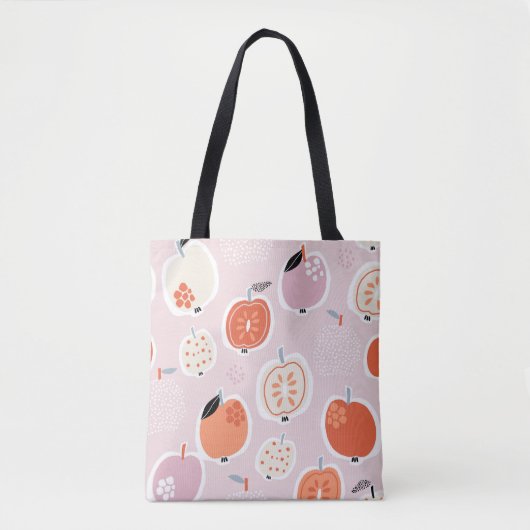 Appelvruchten, abstract, zomermotief tote bag (Voorkant)
