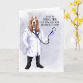 Appendectomy Get Well Funny Hound Dog Doctor Humor Kaart (Gele Bloem)