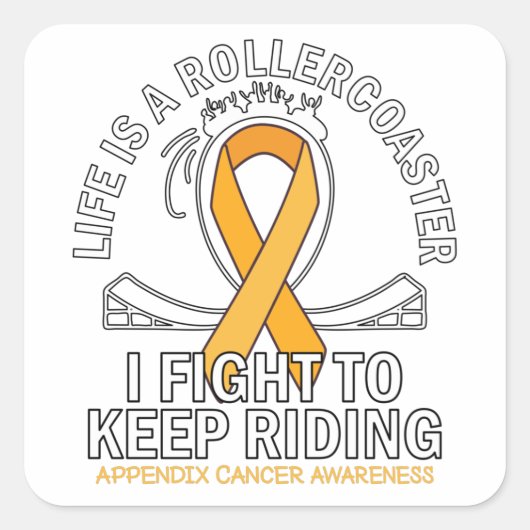 Appendix cancer awareness amber ribbon vierkante sticker (Voorkant)