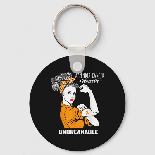 Appendix Cancer Awareness Unbeakable Warrior Shirt Sleutelhanger (Voorkant)