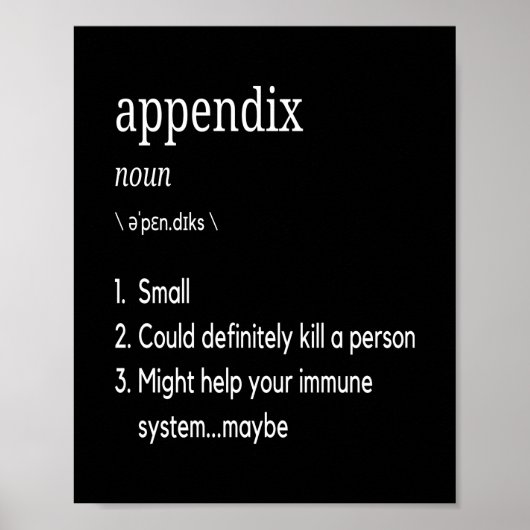 Appendix Definition Appendicitis Appendectomy Poster (Voorkant)
