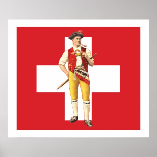 Appenzell Innerrhoden Trachten Swiss Flag Poster (Voorkant)