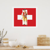 Appenzell Innerrhoden Trachten Swiss Flag Poster (Keuken)