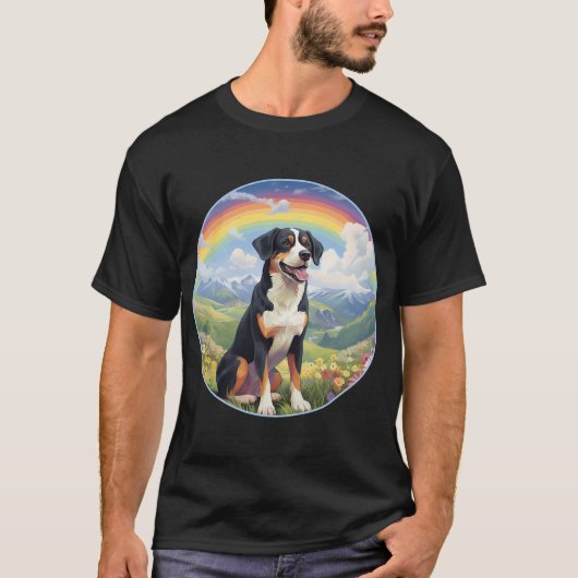 Appenzeller Sennenhund Rainbow Bridge Cute Puppy T-shirt (Voorkant)