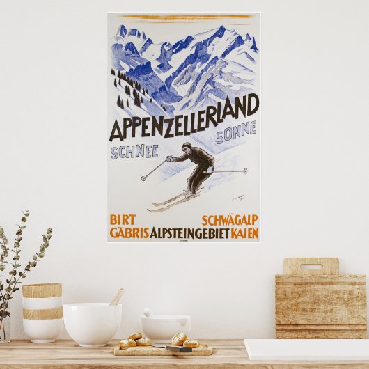 Appenzellerland, Schnee Sonne, Travel Ski Poster (Keuken)