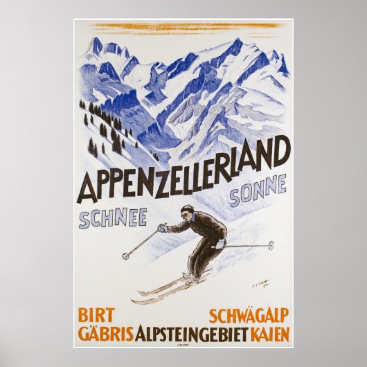 Appenzellerland, Schnee Sonne, Travel Ski Poster (Voorkant)