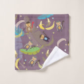 Applaus aap en bananen in boompatroon bad handdoek (Wasdoekje)