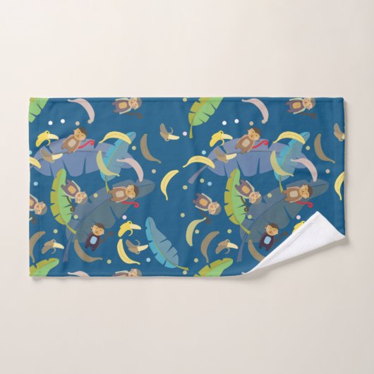 Applaus aap en bananen in boompatroon bad handdoek (Handdoek)