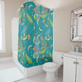 Applaus aap en bananen in boompatroon douchegordijn