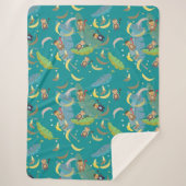 Applaus aap en bananen in boompatroon sherpa deken (Voorkant)