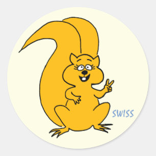 Applaus Cartoon Squirrel Peace Sign Apologie Ronde Sticker