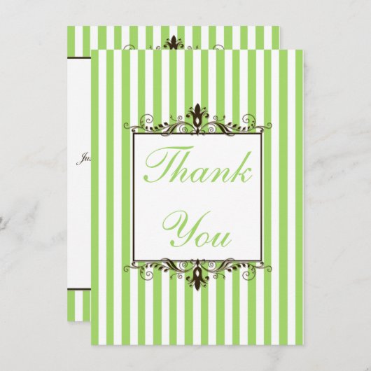 Applaus groen, wit, bruin strepe - Hartelijk dank  Bedankkaart (Voorkant / Achterkant)