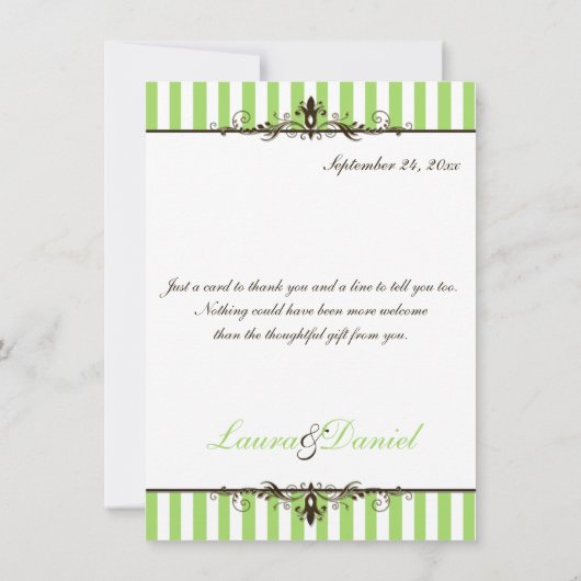 Applaus groen, wit, bruin strepe - Hartelijk dank Bedankkaart (Achterkant)