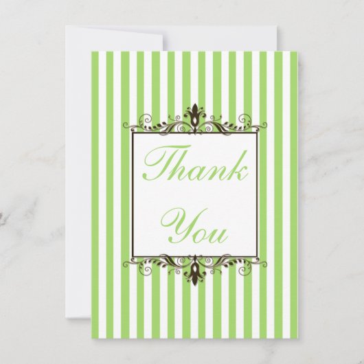 Applaus groen, wit, bruin strepe - Hartelijk dank  Bedankkaart (Voorkant)