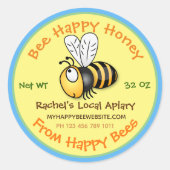 Applaus honingbijenapairlabel cartoon illustratie ronde sticker (Voorkant)