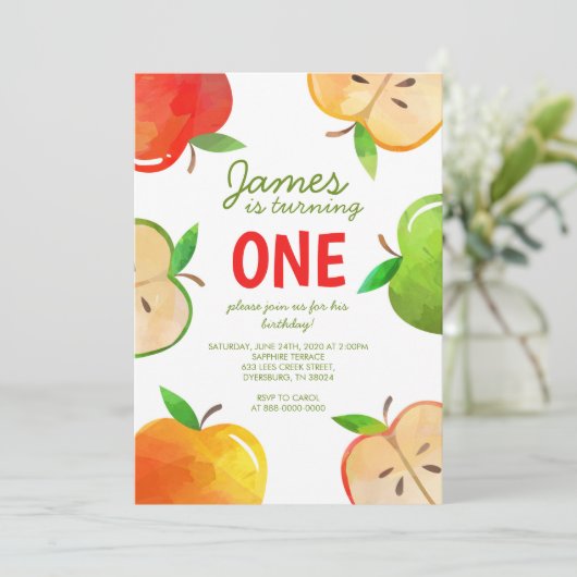 Apple 1e verjaardag bushel van vun Birthday Kaart (Staand voorkant)