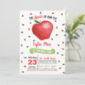 Apple 1e verjaardag Uitnodiging - Apple of Our Eye (Staand voorkant)