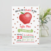 Apple 1st Birthday Invitation - Bushel of Fun Kaart (Staand voorkant)