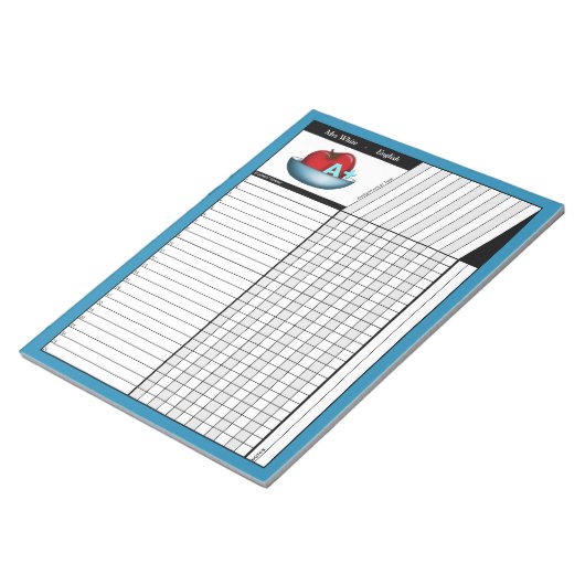 Apple A+ Blue Teachers' Grade Sheets Notitieblok (Schuin)