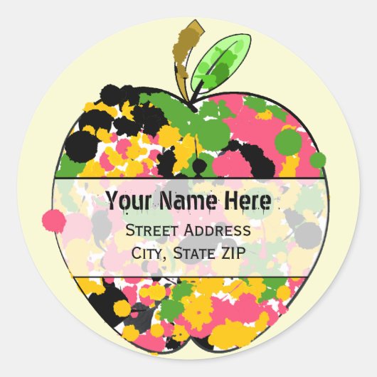 Apple Adreslabel - Multi Color Paint Splatter Ronde Sticker (Voorkant)