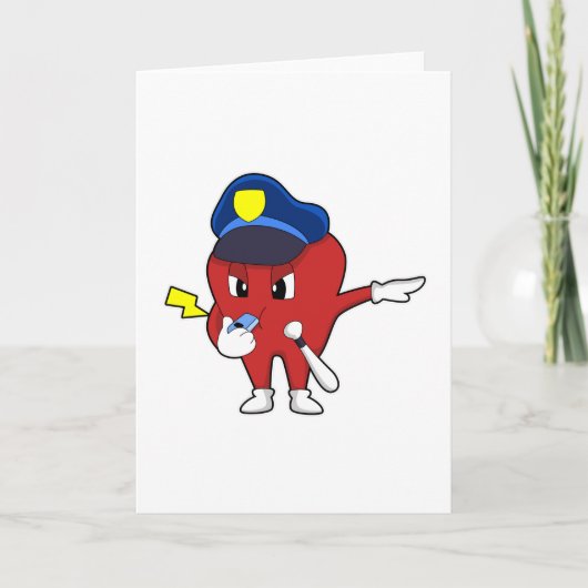 Apple als politieagent met klokkenluider en baton kaart (Voorkant)