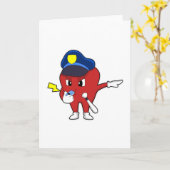 Apple als politieagent met klokkenluider en baton kaart (Gele Bloem)