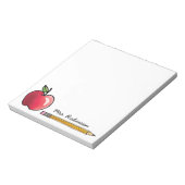 Apple and Pencil Personalized Teacher 5.5 x 6 Notitieblok (Linkerzijde)