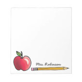 Apple and Pencil Personalized Teacher 5.5 x 6 Notitieblok (Voorkant)