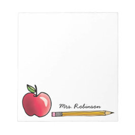 Apple and Pencil Personalized Teacher 5.5 x 6 Notitieblok