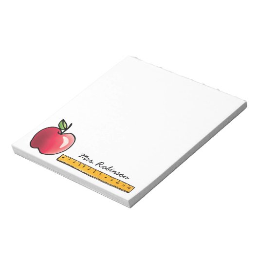 Apple and Ruler Personalized Teacher 5.5 x 6 Notitieblok (Linkerzijde)