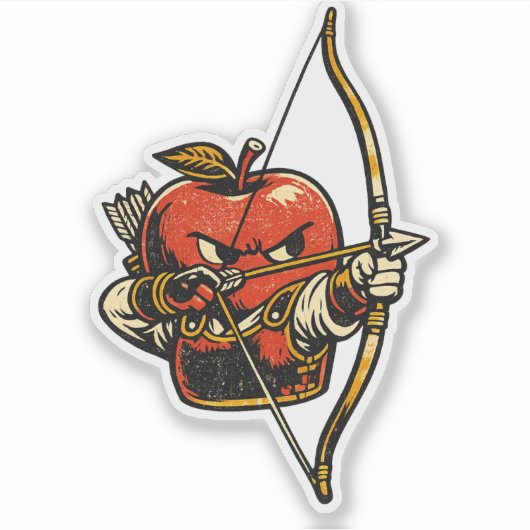 Apple Archer — Grappige Fruit Japanse Boogschutter Sticker (Voorkant)
