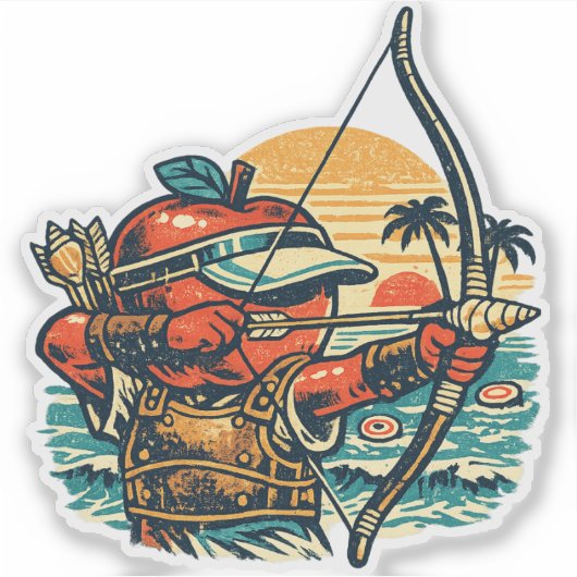 Apple Archer Strand Doel — Vintage Zomer Sticker (Voorkant)