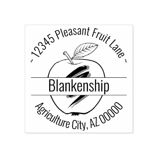 Apple Artwork Round Address Custom Name Rubberstempel (Afrduk)