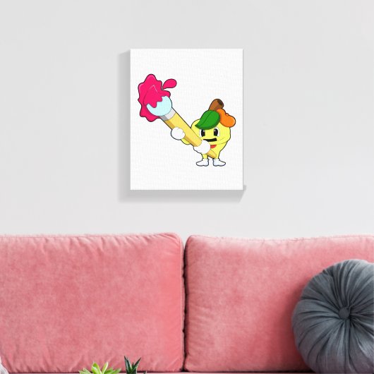 Apple as Painter with Paint Canvas Afdruk (Insitu (Woonkamer))