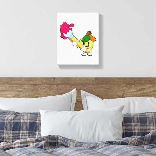 Apple as Painter with Paint Canvas Afdruk (Insitu (Slaapkamer))