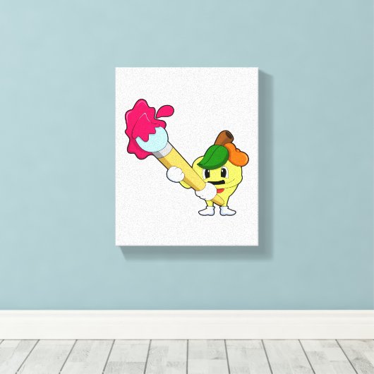 Apple as Painter with Paint Canvas Afdruk (Insitu (Houten vloer))