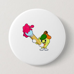 Apple as Painter with Paint Ronde Button 7,6 Cm