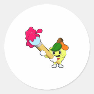 Apple as Painter with Paint Ronde Sticker
