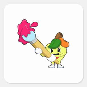 Apple as Painter with Paint Vierkante Sticker