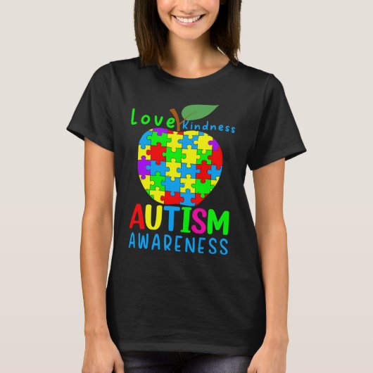Apple Autism Puzzle Piecedrukheid T-shirt (Voorkant)