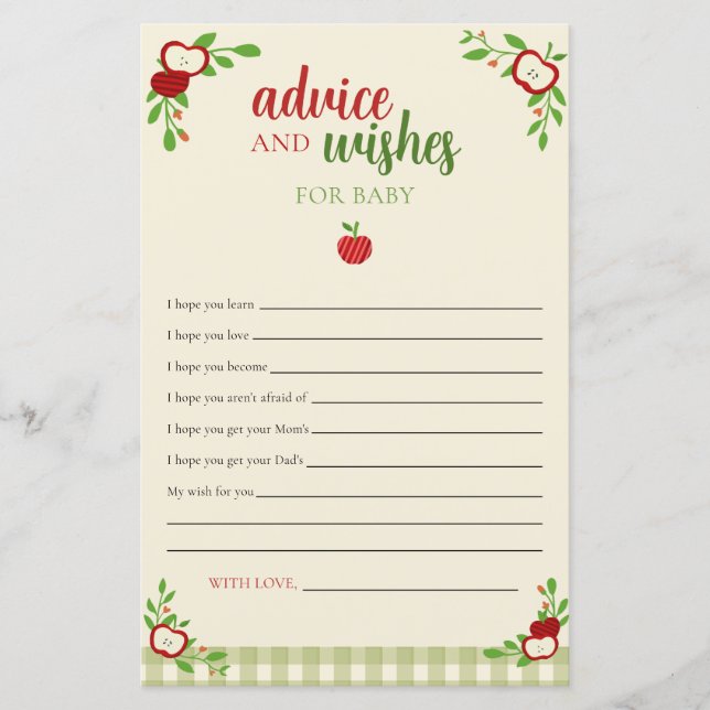 Apple Baby Shower Advies en Wensen Fall Boomgaard (Voorkant)