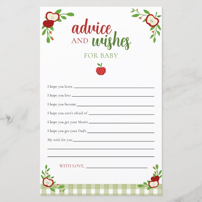 Apple Baby Shower Advies en Wensen Fall Boomgaard (Voorkant)