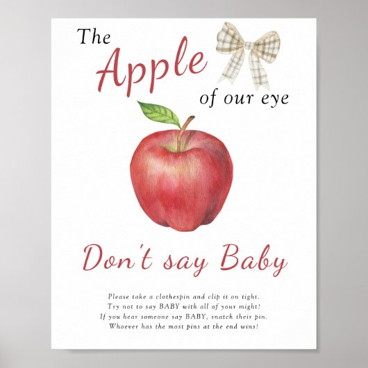 Apple baby shower - Geen baby Poster (Voorkant)