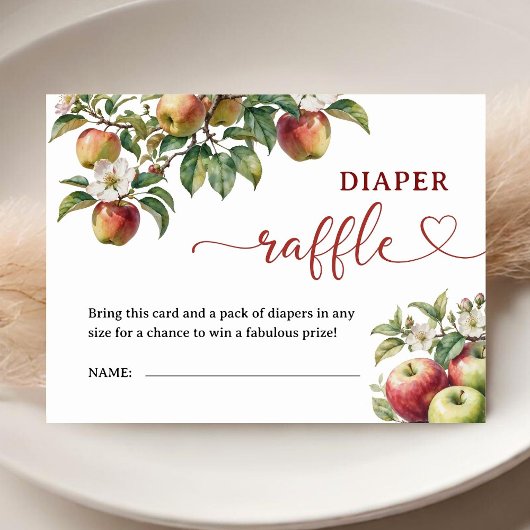 Apple Baby shower Herfst Luier Raffle Enclosure Informatiekaartje