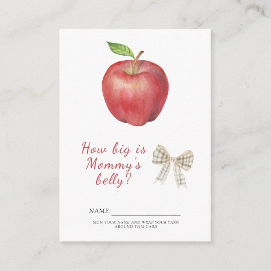 Apple baby shower Hoe groot is het buikspel van ma Informatiekaartje (Voorkant)
