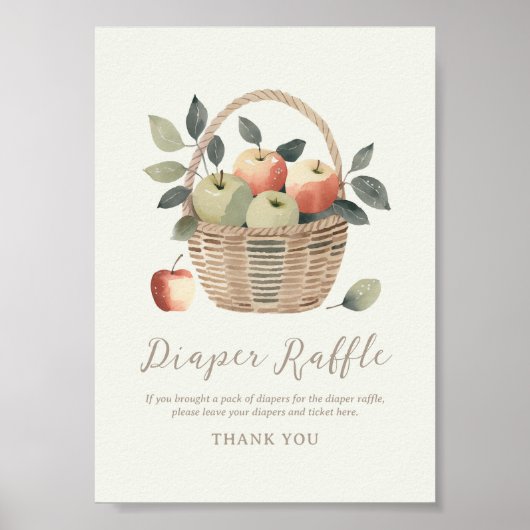 Apple Baby shower Luier Raffle Sign Poster (Voorkant)