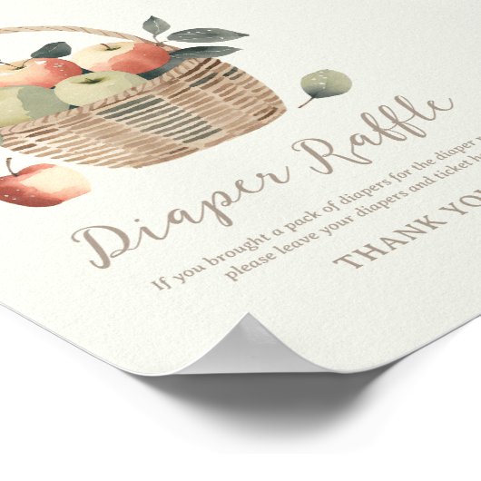 Apple Baby shower Luier Raffle Sign Poster (Hoek)