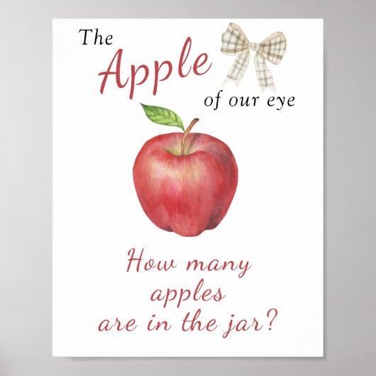 Apple baby shower - raad hoeveel appels in pot poster (Voorkant)