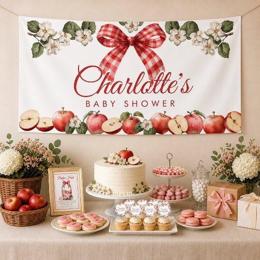 Apple Baby Shower Spandoek met Gingham Strikje